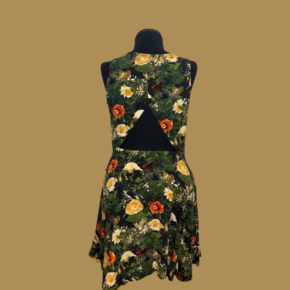 Jack Floral Mesh Panel Dress - Green and Orange - Picture 10 of 16